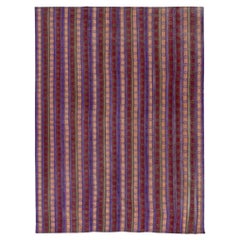 Persian Jajim Small Rug Circa 1910 - Wool Green Ivory Purpel Design - 91338