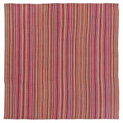 Persian Jajim Small Rug Circa 1910 - Wool Green Orange Red Yellow Design - 91377
