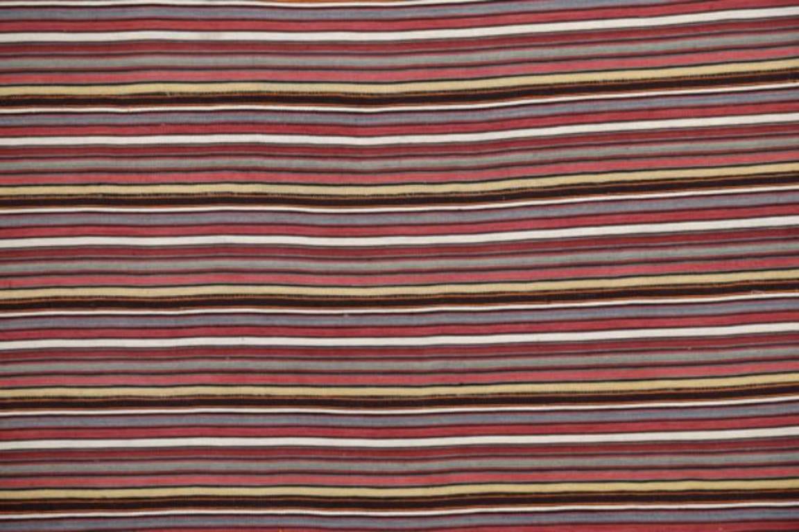 Persischer Jajim Kleiner Teppich CIRCA 1910 - Wolle Elfenbein Rosa Rot Gelb Design - 91550 (Asiatisch) im Angebot