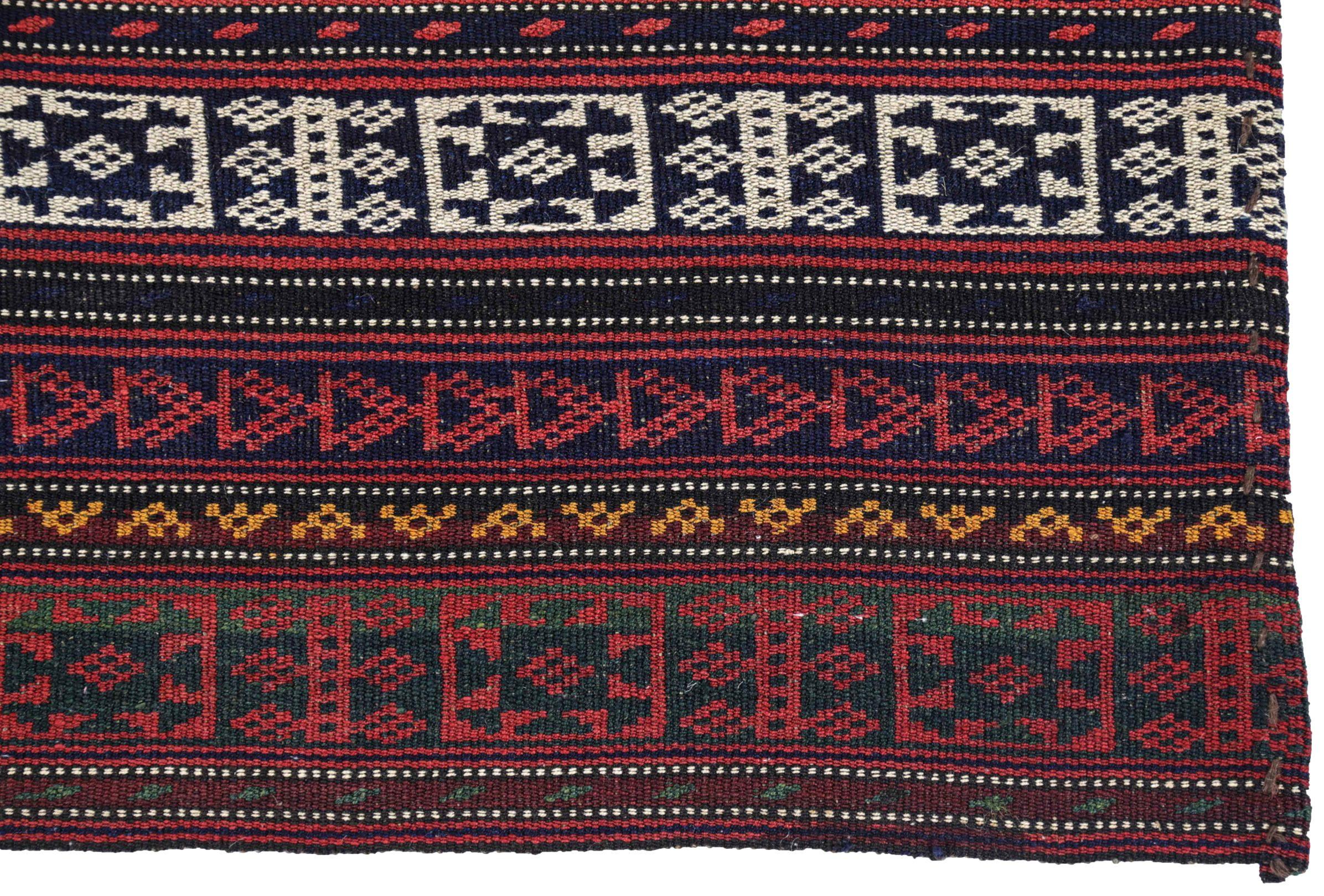 Persischer Jajim Kleiner Teppich CIRCA 1910 - Wolle Elfenbein Rot Gelb Design - 91341 (20. Jahrhundert) im Angebot