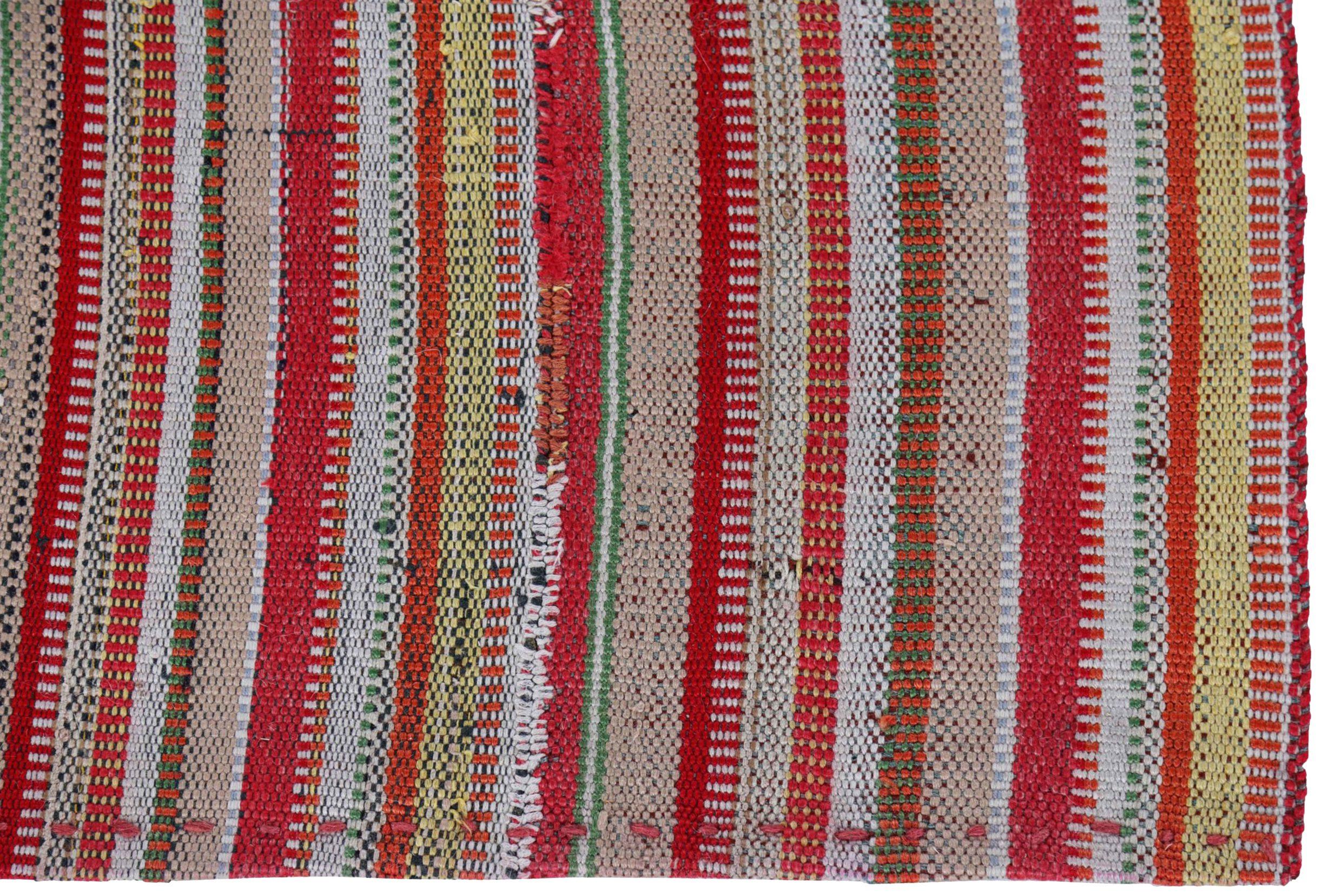 Persischer Jajim Kleiner Teppich CIRCA 1910 - Wolle Elfenbein Rot Gelb Design - 91563 im Zustand „Hervorragend“ im Angebot in Dallas, TX