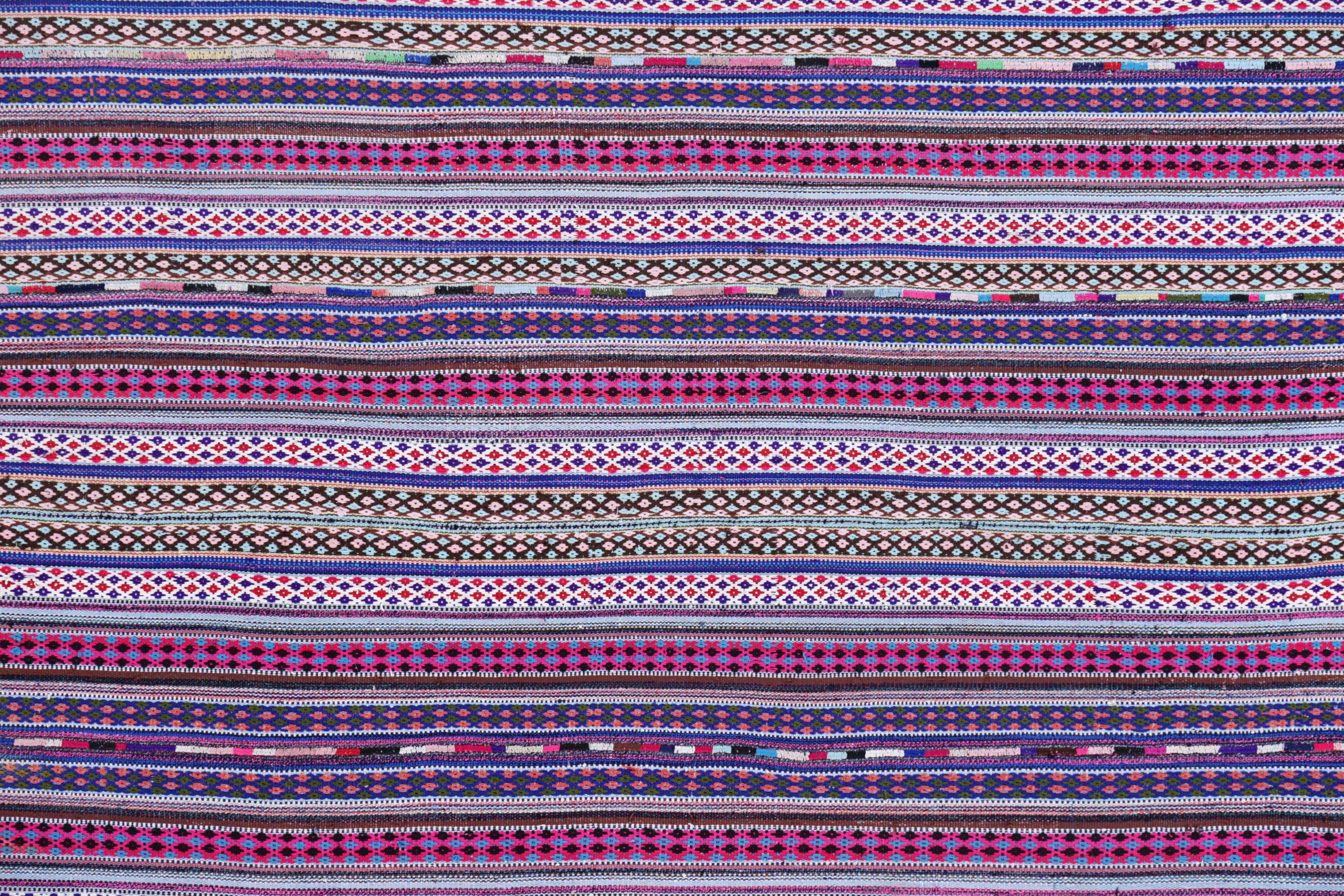 Alfombras Persas Jajim Cuadradas Circa 1910 - Lana Azul Marfil Purpel - 91342 Asiático en venta