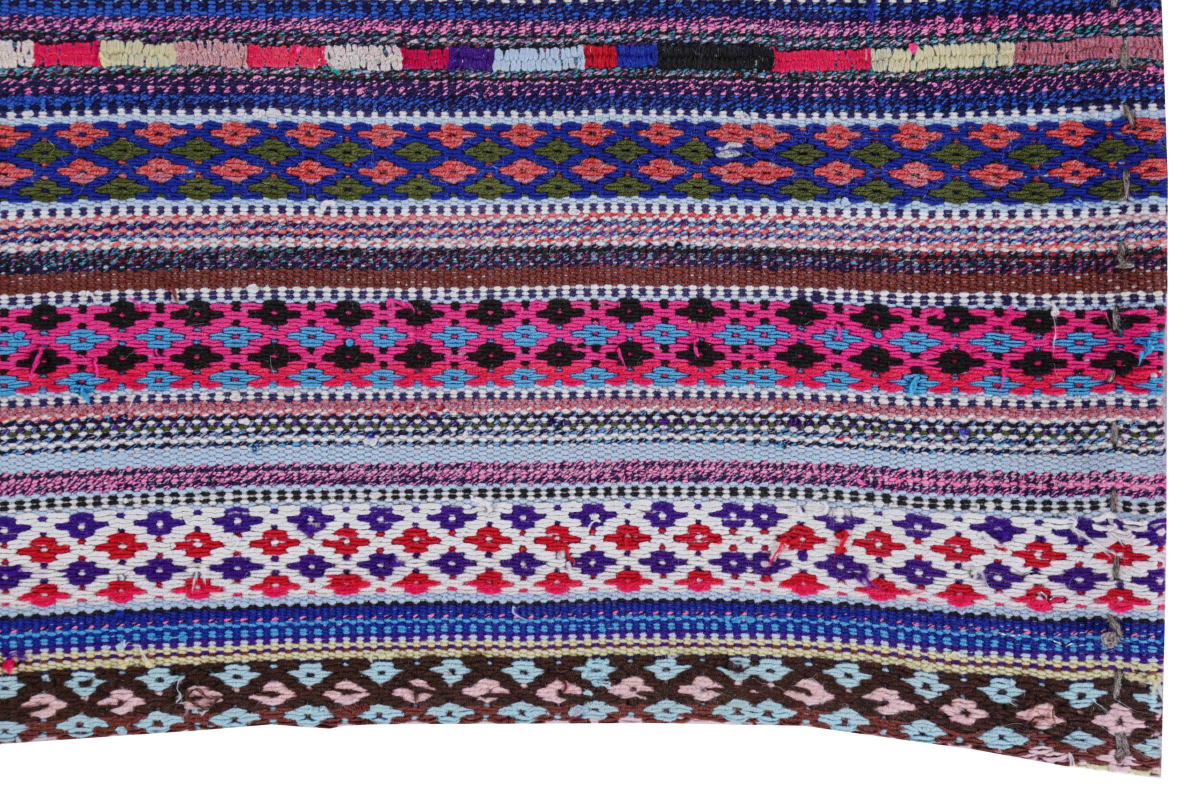 Alfombras Persas Jajim Cuadradas Circa 1910 - Lana Azul Marfil Purpel - 91342 siglo XX en venta