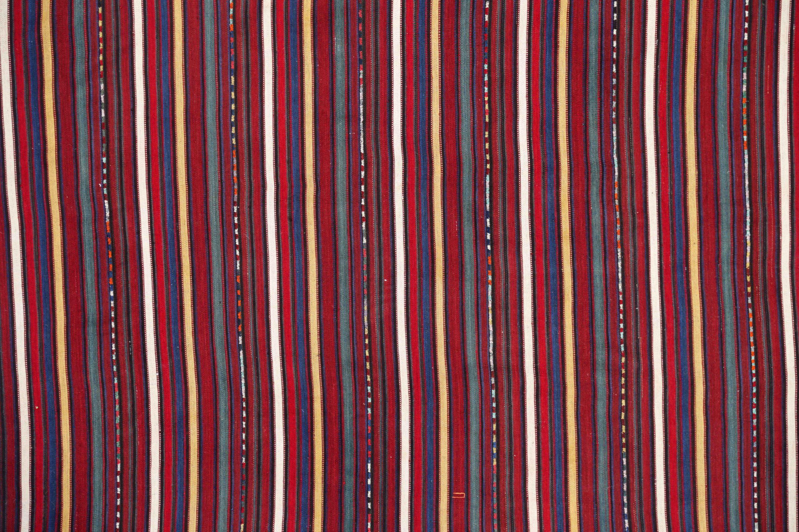 Asiatico Tappeti persiani Jajim quadrati del 1910 circa - Lana blu avorio rosso giallo - 91303 in vendita