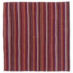 Tappeti persiani Jajim quadrati del 1910 circa - lana blu avorio rosso giallo - 91373