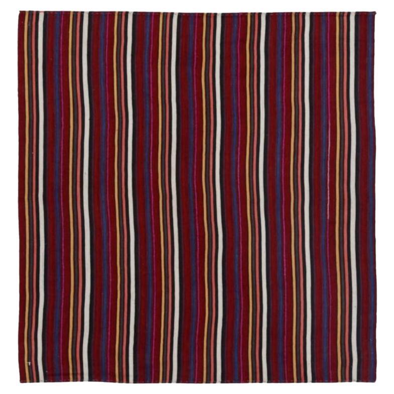 Tappeti persiani Jajim quadrati del 1910 circa - lana blu rosa rosso porpora - 91369
