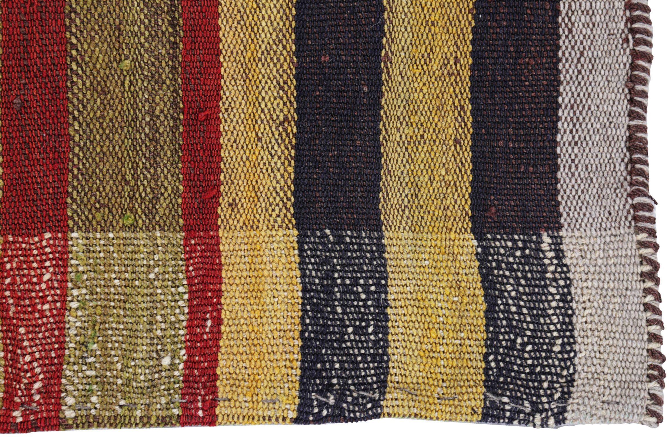 Persische Jajim Quadratische Teppiche CIRCA 1910 - Wolle Braun Grün Gelb - 91365 (Asiatisch) im Angebot