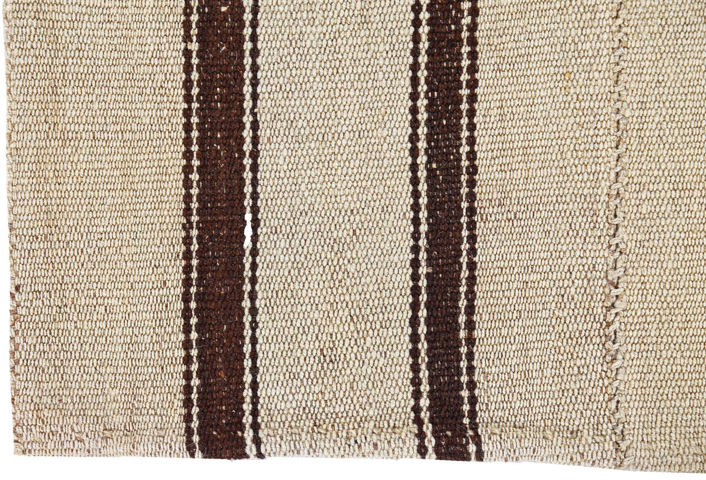 Asian Persian Jajim Square Area Rugs Circa 1910 - Wool Brown Ivory Design - 91347 For Sale