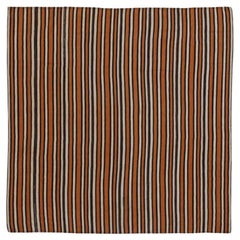 Persian Jajim Square Area Rugs Circa 1910 - Wool Brown Ivory Orange - 91515