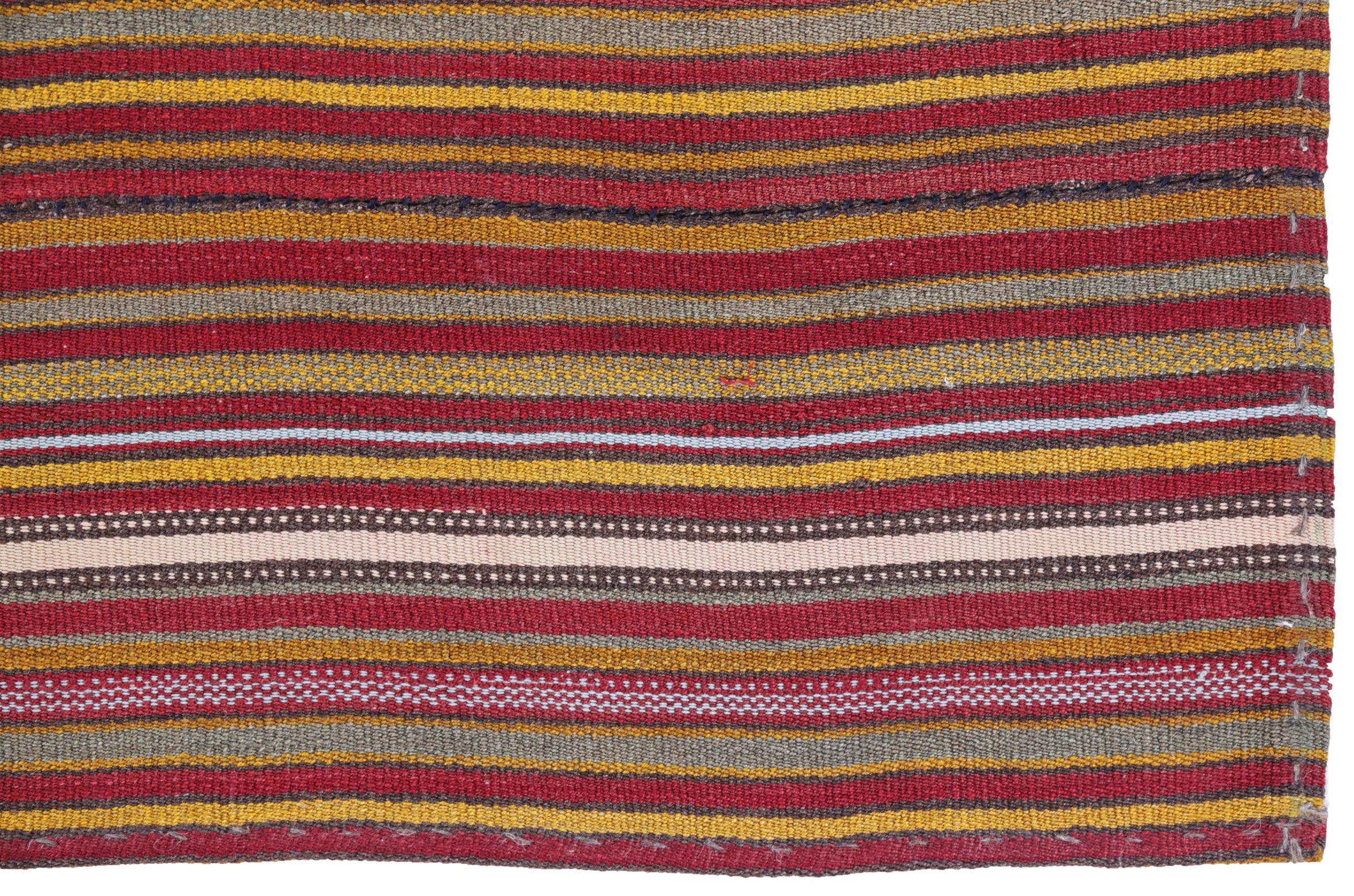 Persische Jajim Quadrat Fläche Teppiche CIRCA 1910 - Wolle Elfenbein Rot Gelb Design - 91344 im Zustand „Hervorragend“ im Angebot in Dallas, TX