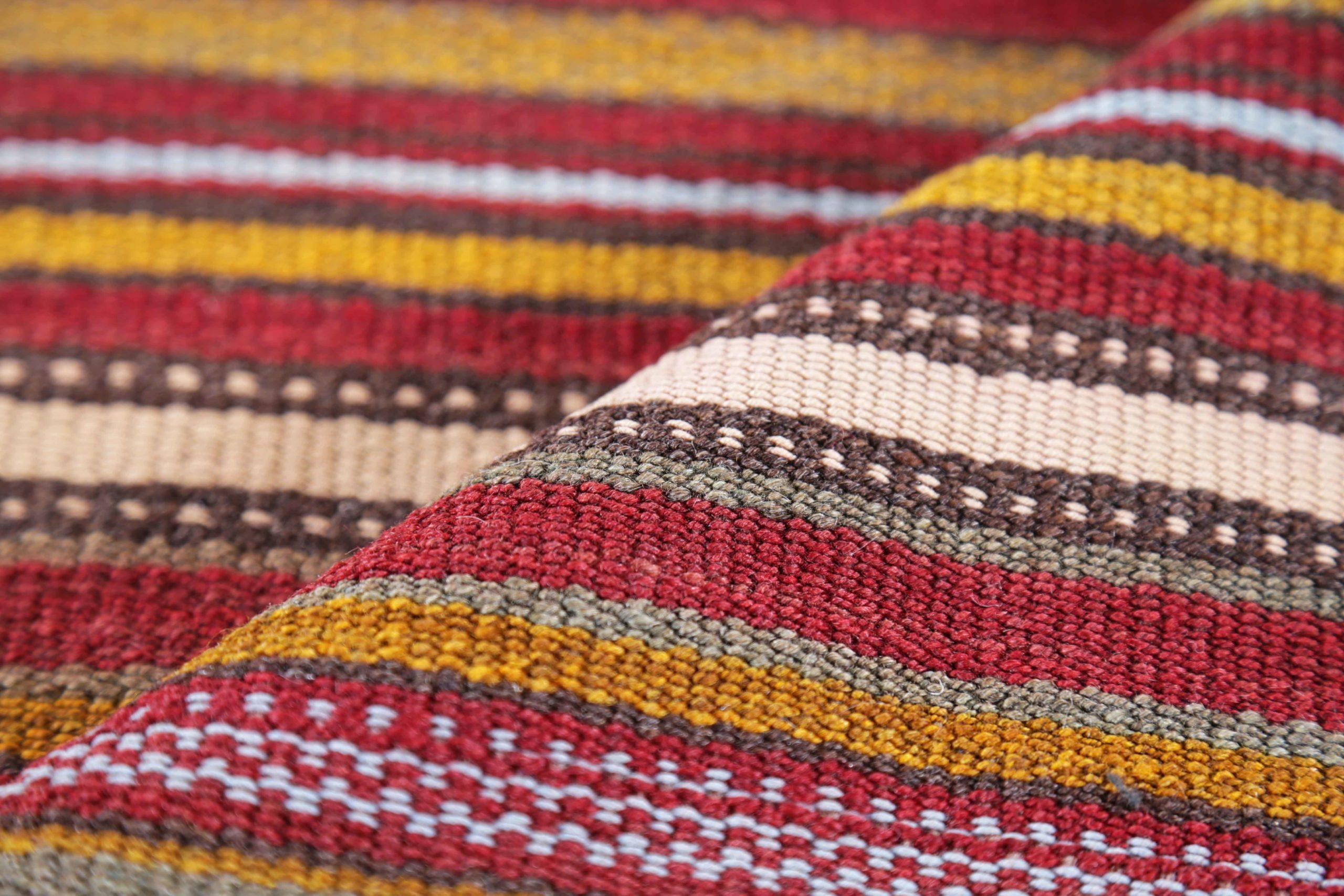 Persische Jajim Quadrat Fläche Teppiche CIRCA 1910 - Wolle Elfenbein Rot Gelb Design - 91344 (20. Jahrhundert) im Angebot