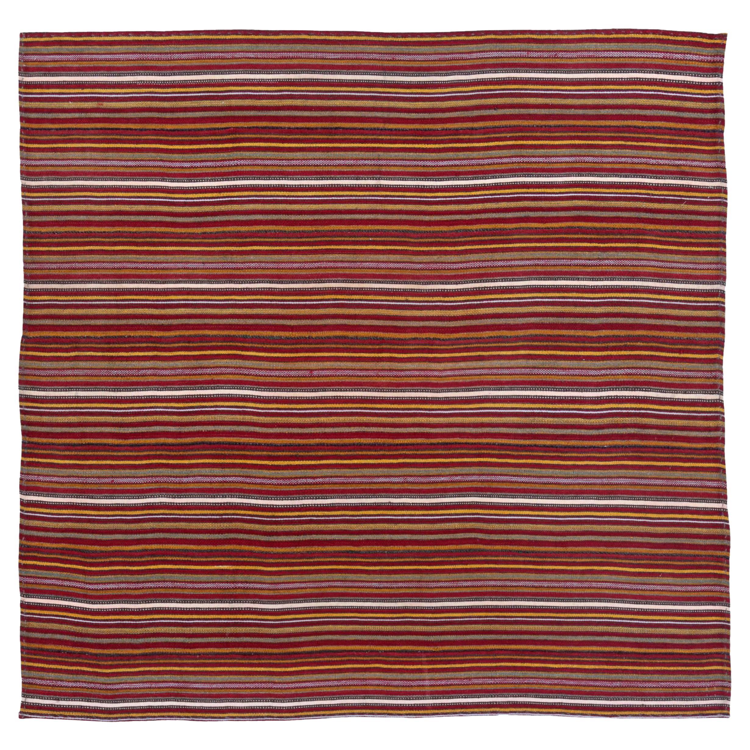 Persische Jajim Quadrat Fläche Teppiche CIRCA 1910 - Wolle Elfenbein Rot Gelb Design - 91344