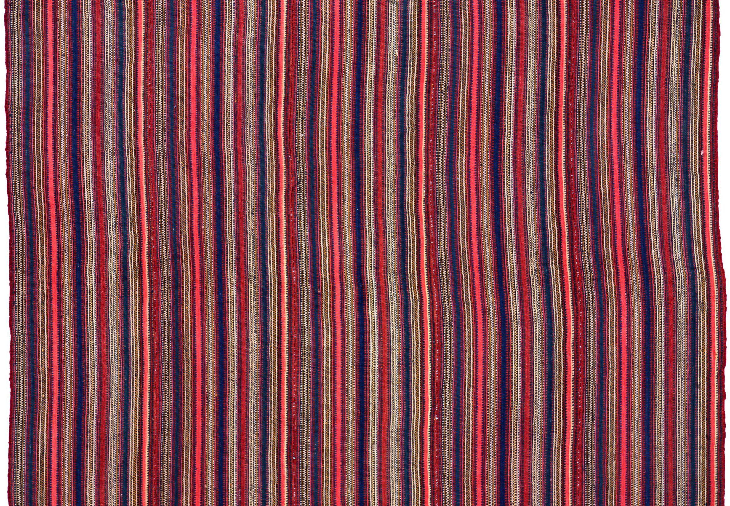 Asiatico Tappeti persiani Jajim quadrati del 1910 circa - lana blu navy rosa rosso - 91155 in vendita