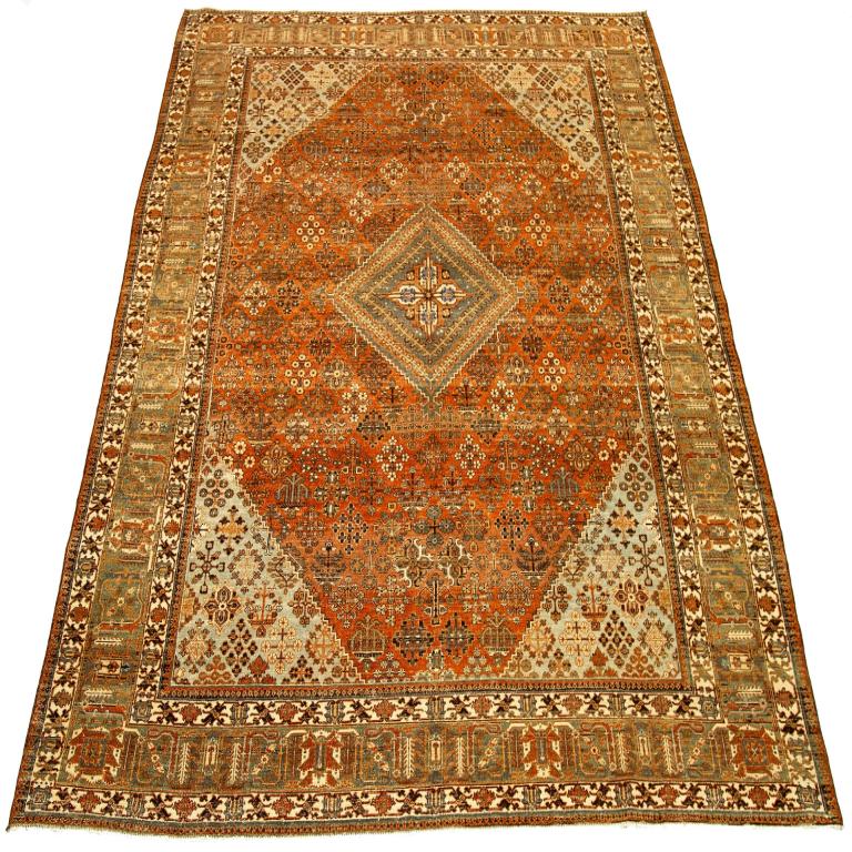 Persische Joshagan-Teppiche - Wolle Blau Elfenbein Orange Design - 92700 (Irakisch) im Angebot