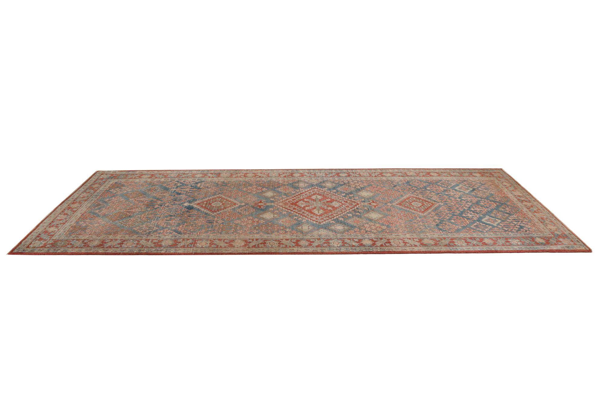 Persische Joshagan-Teppiche - Wolle Blau Rot Design - 96860 (20. Jahrhundert) im Angebot