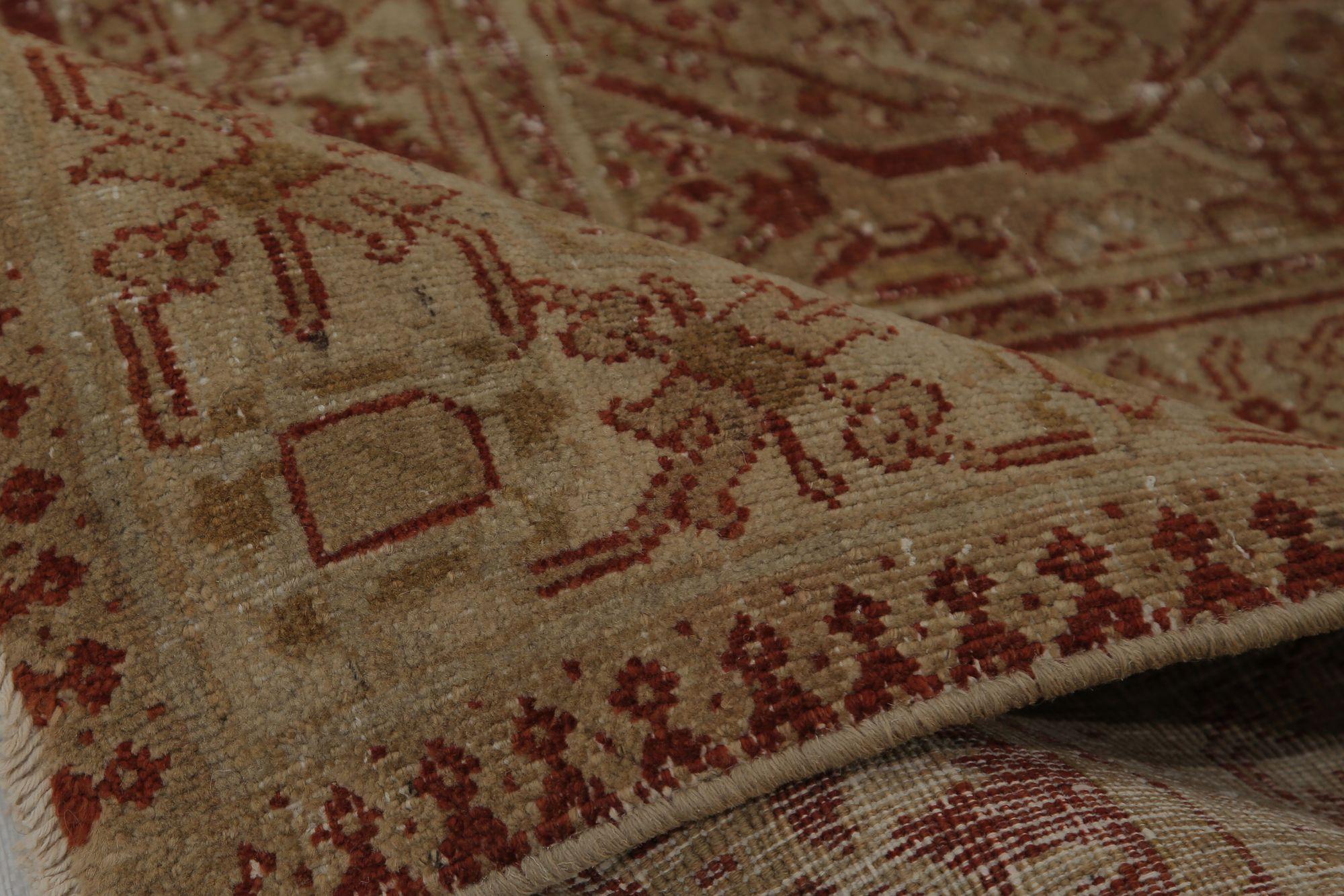 Persische Joshagan Area Rugs - Wolle Braun Rot Taupe Design - 97784 (20. Jahrhundert) im Angebot