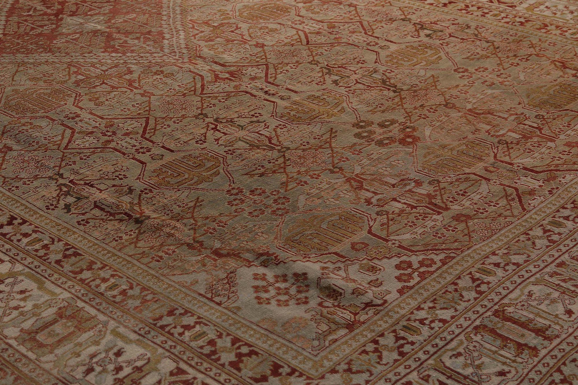 Irakien Tapis persans Joshagan - Design en laine rouge taupe - 97648 en vente