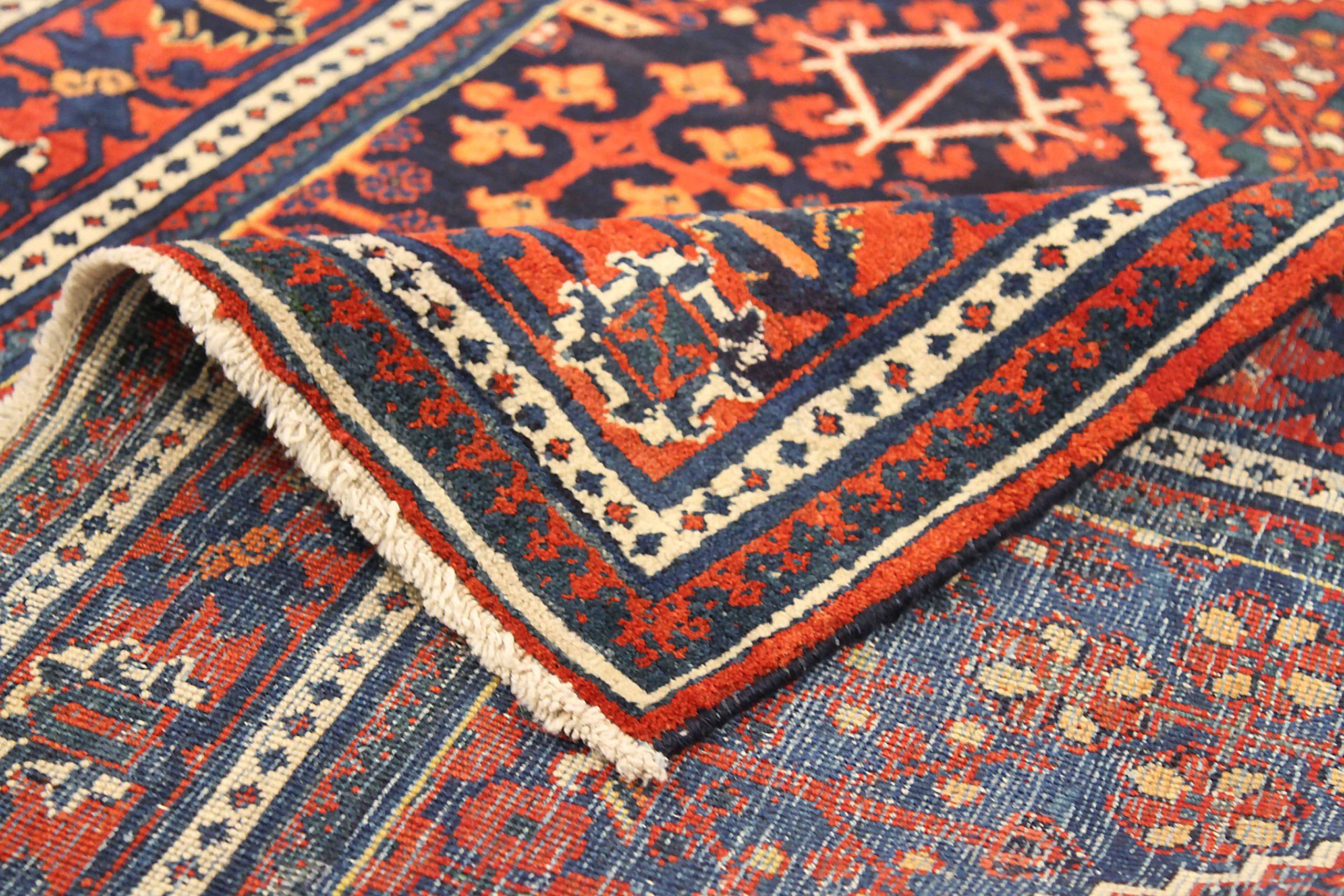 Persischer Joshagan Kleiner Teppich - Wolle Marineblau Rot Gelb 71349 im Zustand „Hervorragend“ im Angebot in Dallas, TX