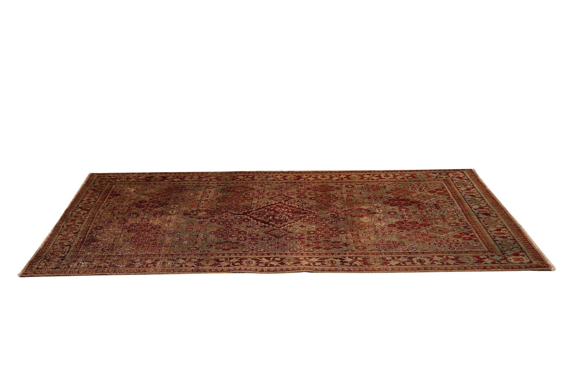 Persischer Joshagan Kleiner Teppich - Wolle Grün Rot Design - 97712 (20. Jahrhundert) im Angebot