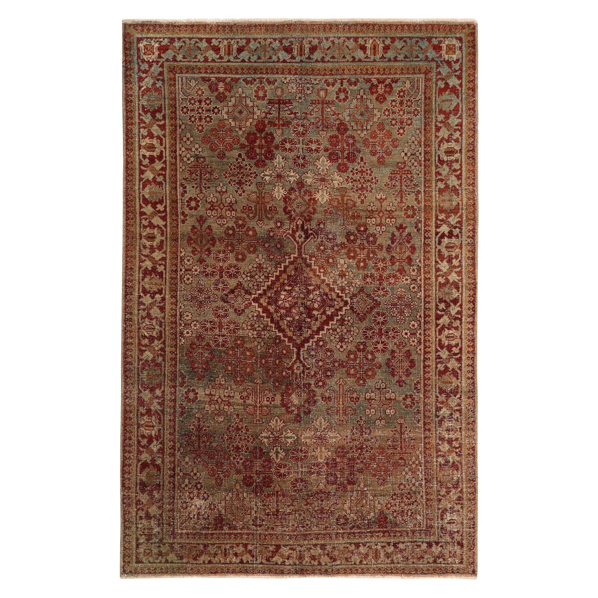 Persischer Joshagan Kleiner Teppich - Wolle Grün Rot Design - 97712