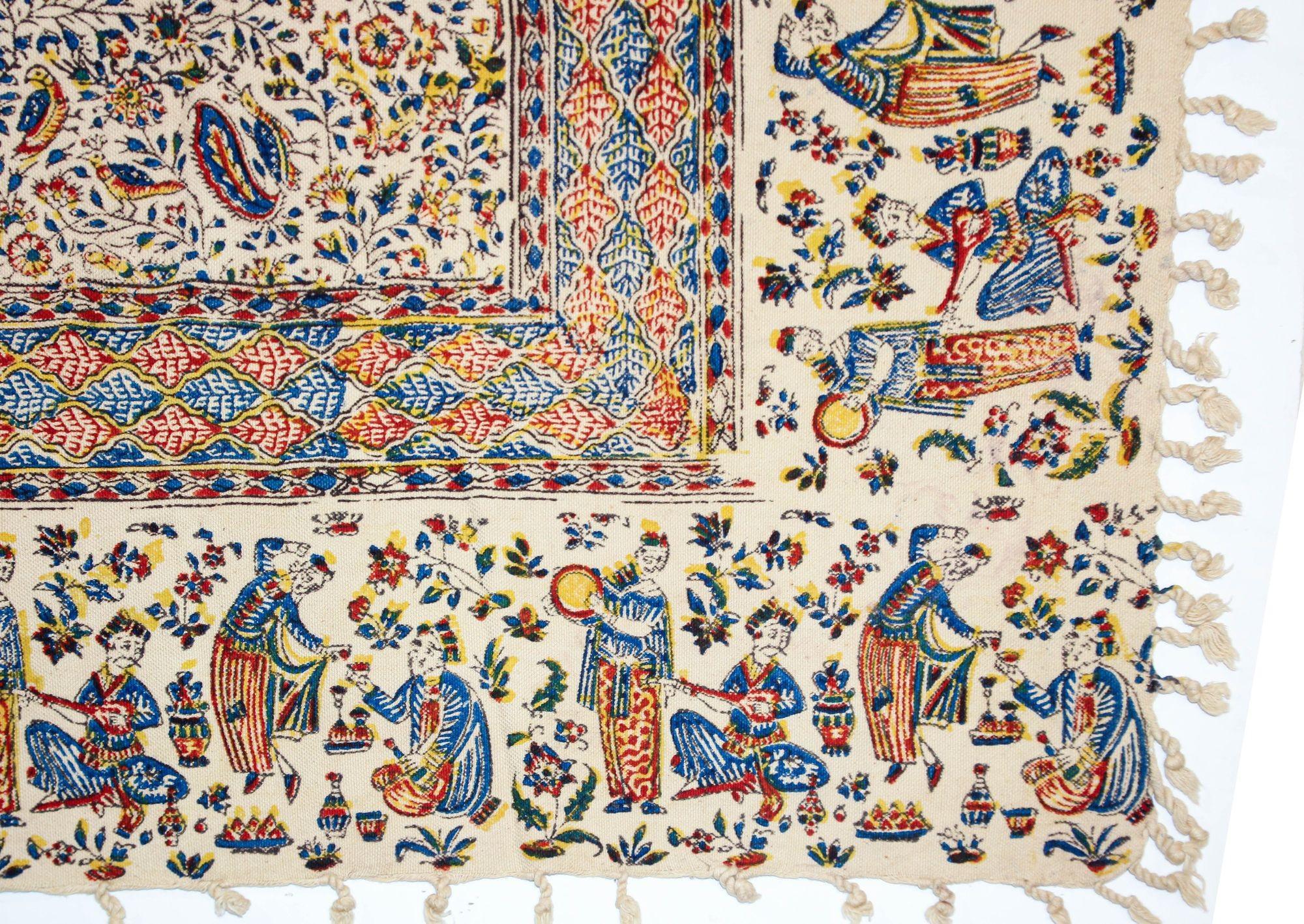 Persian Kalamkar Hand-Blocked Tapestry Textile Isfahan For Sale 3