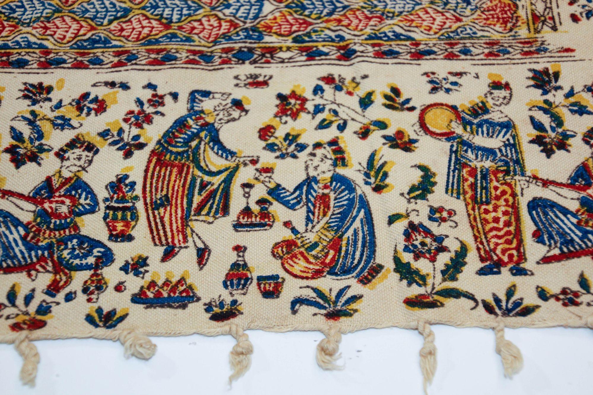 Persian Kalamkar Hand-Blocked Tapestry Textile Isfahan For Sale 4