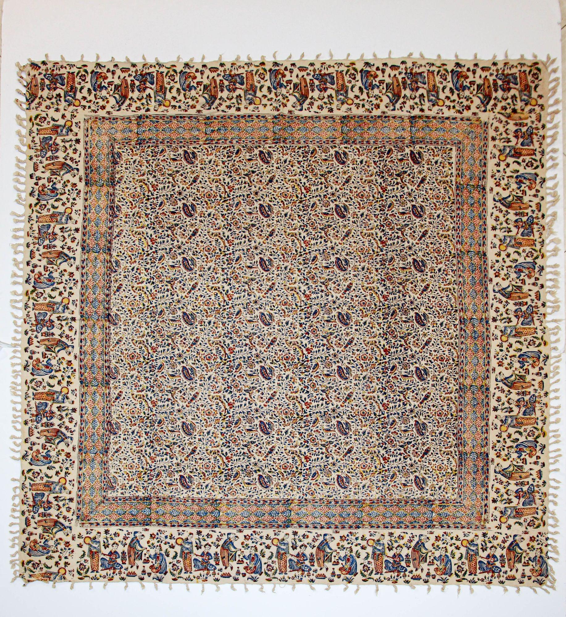 Persischer Kalamkar, handgeblockter Wandteppich, Isfahan, Textil im Angebot 7