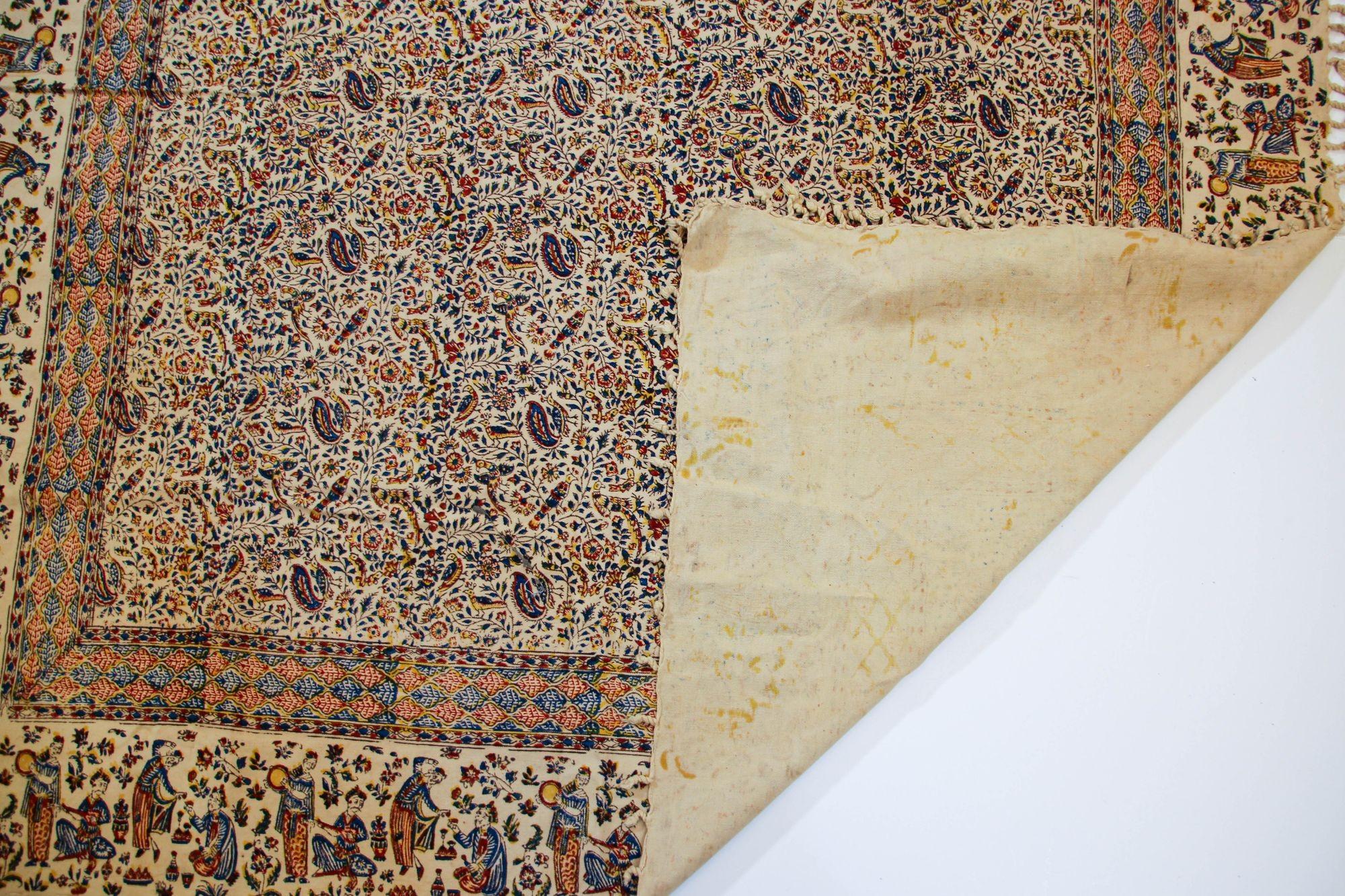 Persian Kalamkar Hand-Blocked Tapestry Textile Isfahan For Sale 8