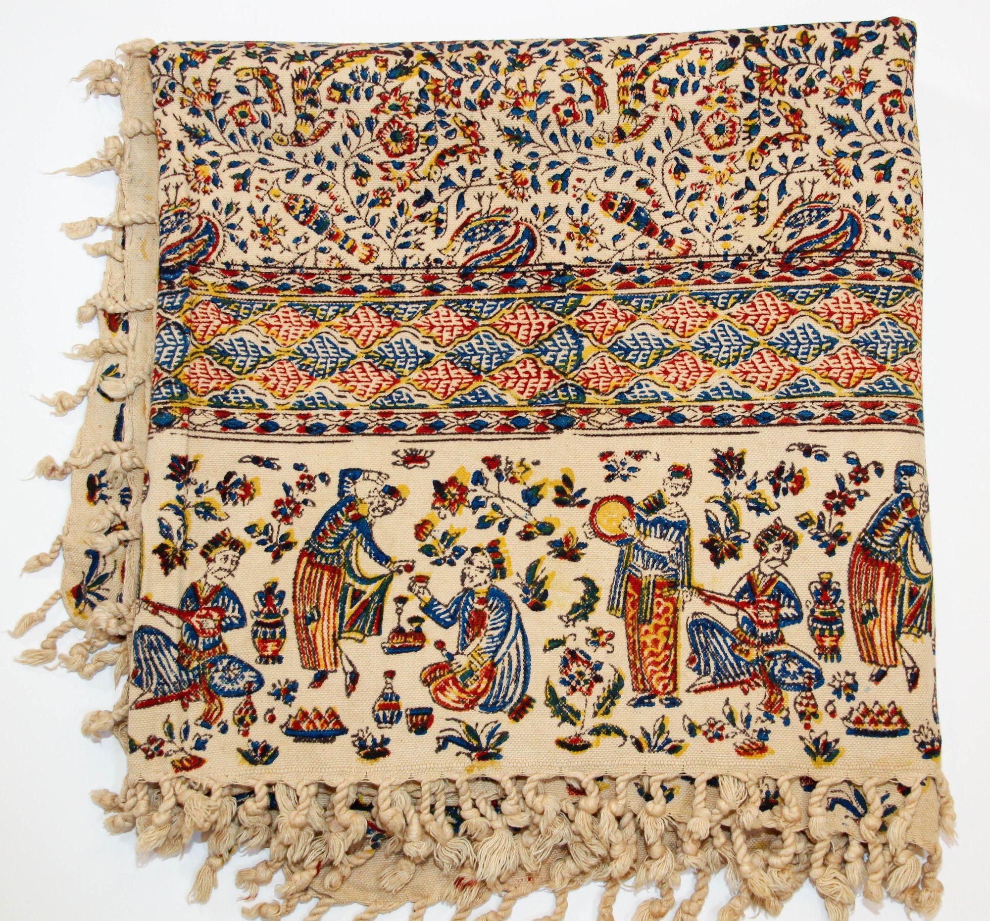 Persian Kalamkar Hand-Blocked Tapestry Textile Isfahan For Sale 8