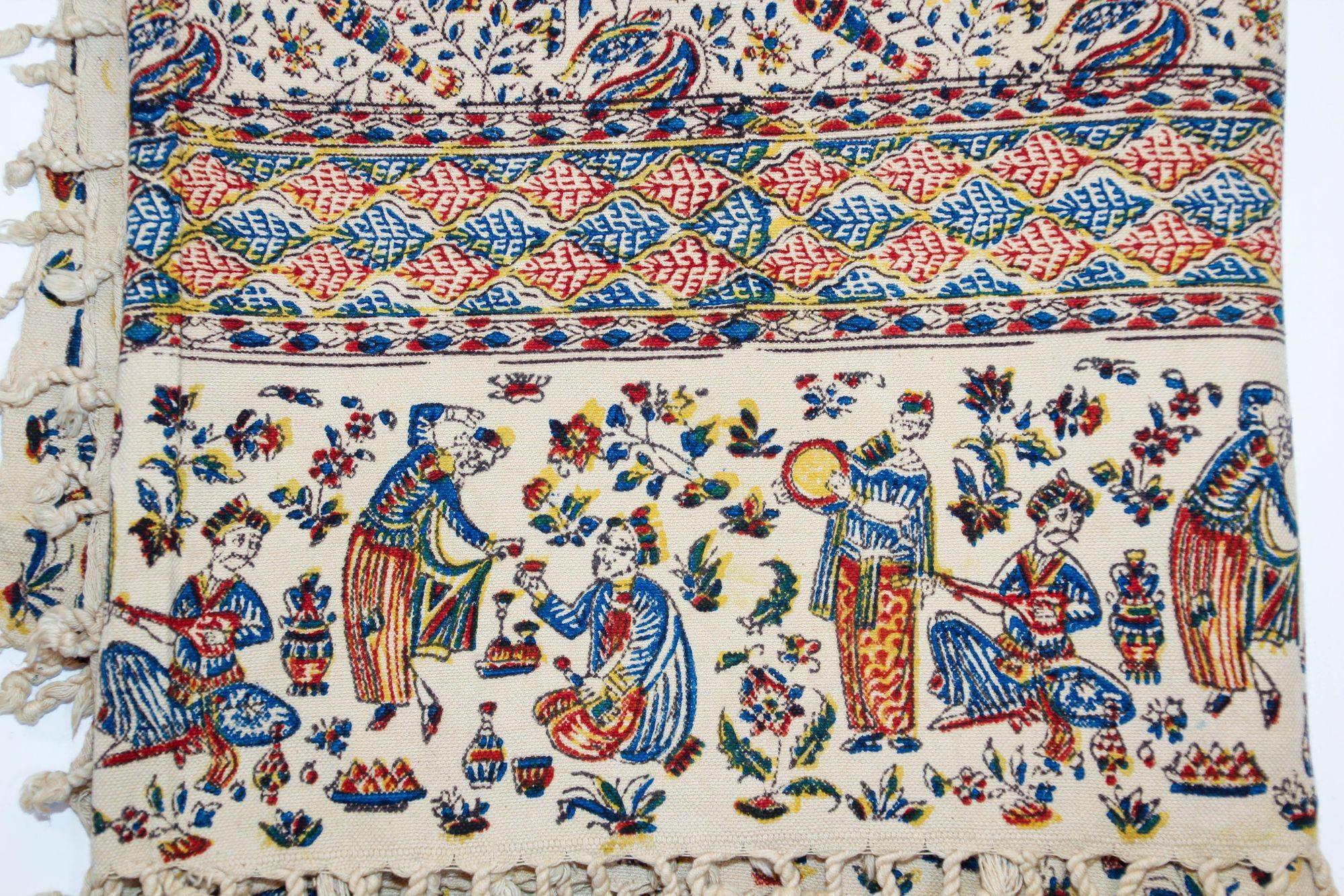 Persian Kalamkar Hand-Blocked Tapestry Textile Isfahan For Sale 9
