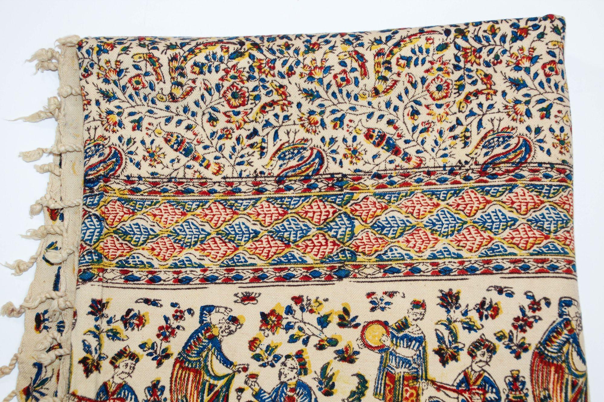 Persian Kalamkar Hand-Blocked Tapestry Textile Isfahan For Sale 11