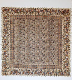 Persian Kalamkar Hand-Blocked Tapestry Textile Isfahan