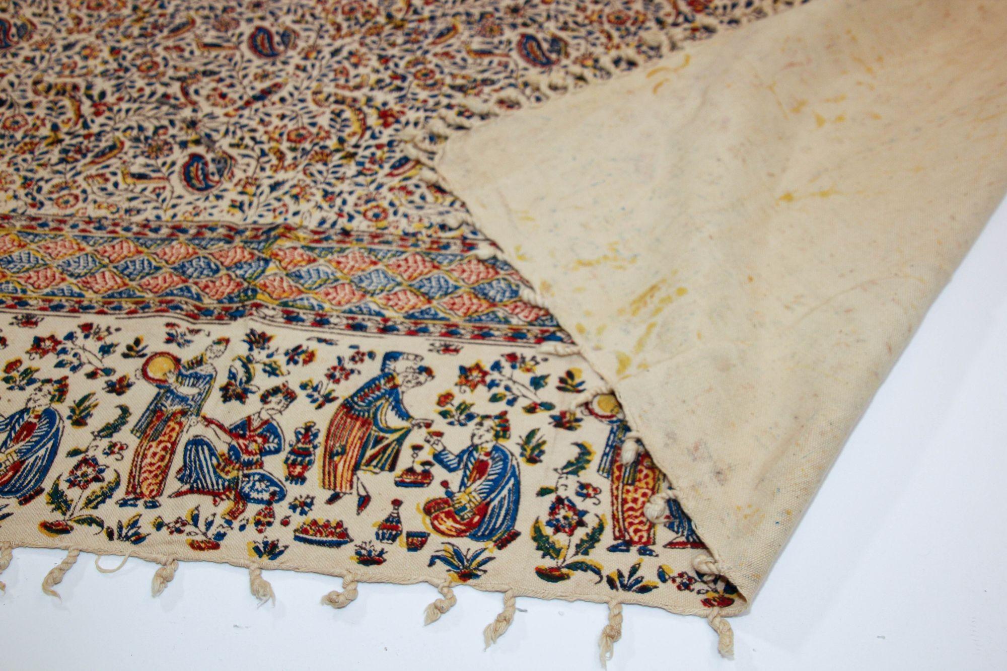 Islamic Persian Kalamkar Hand-Blocked Tapestry Textile Isfahan For Sale