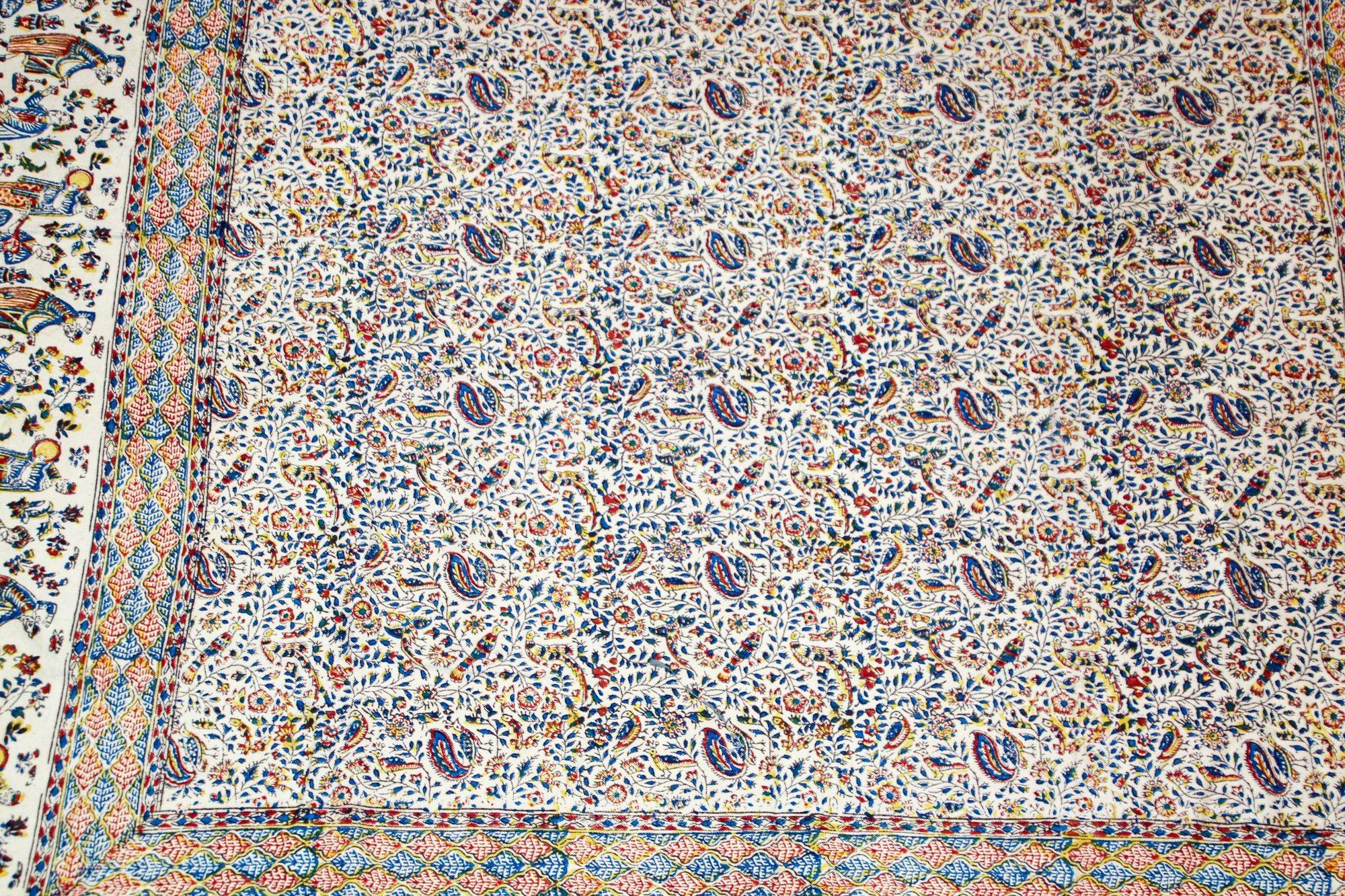 Vegetable Dyed Persian Kalamkar Hand-Blocked Tapestry Textile Isfahan For Sale