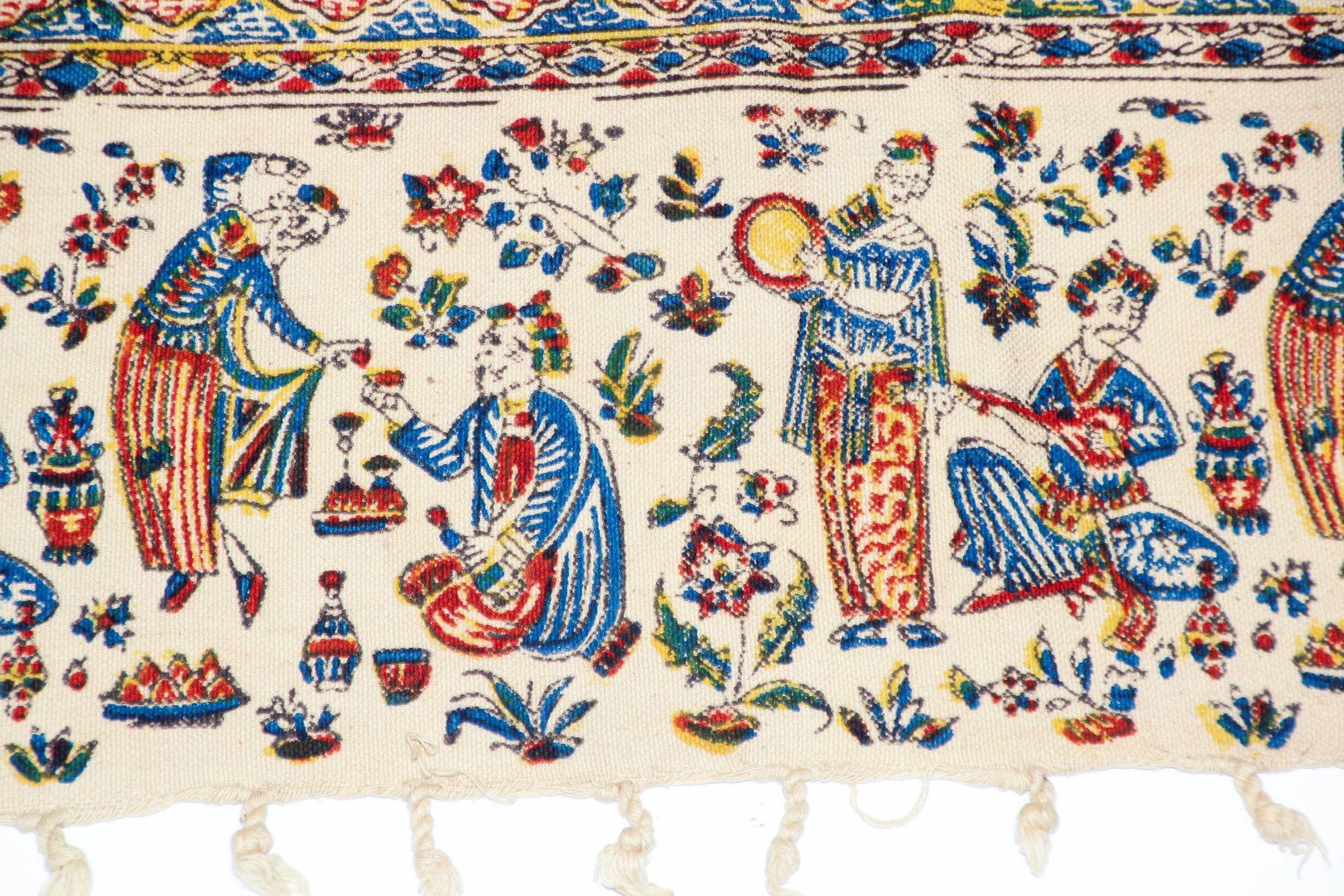 Persischer Kalamkar, handgeblockter Wandteppich, Isfahan, Textil im Zustand „Gut“ im Angebot in North Hollywood, CA