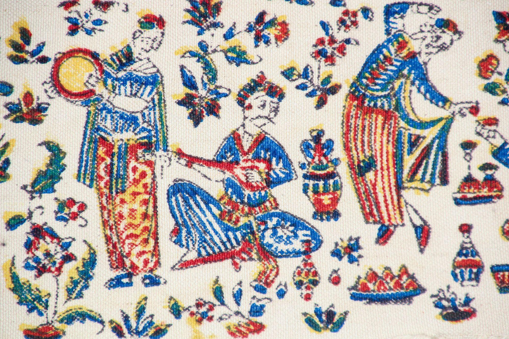 Persischer Kalamkar, handgeblockter Wandteppich, Isfahan, Textil im Angebot 1