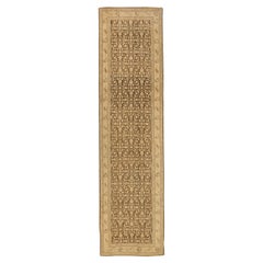 Persischer Karabagh Läufer Teppich - Wolle Braun Elfenbein Design - 75560