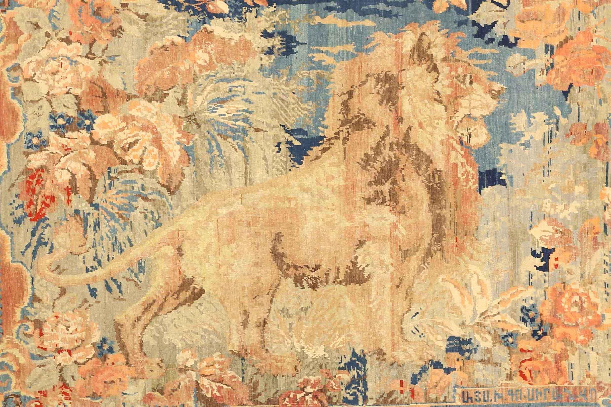 Asiatico Tappeto persiano Karabagh piccolo - Lana Blu Marrone Avorio Rosa 74098 in vendita