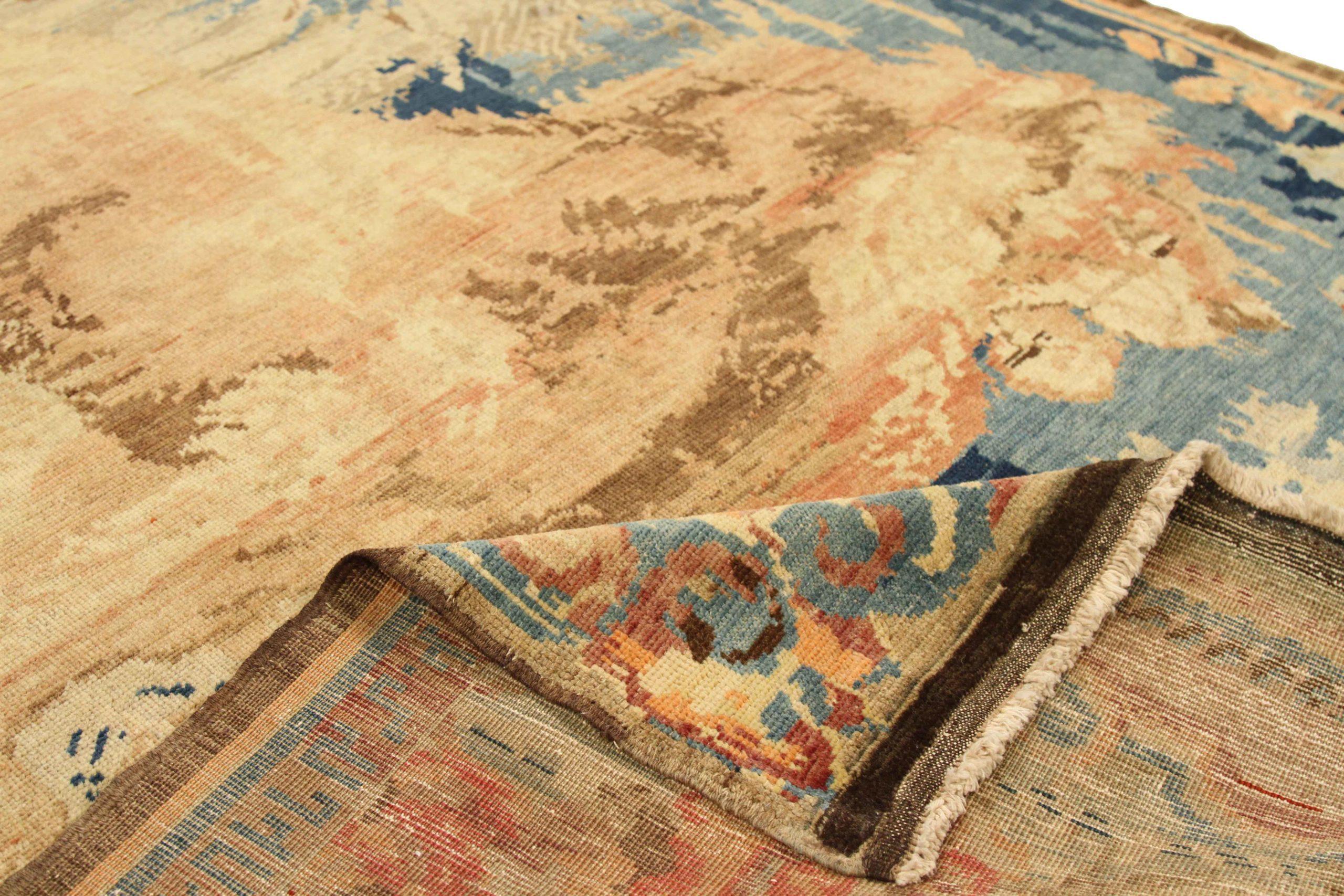 Tappeto persiano Karabagh piccolo - Lana Blu Marrone Avorio Rosa 74098 In condizioni ottime in vendita a Dallas, TX