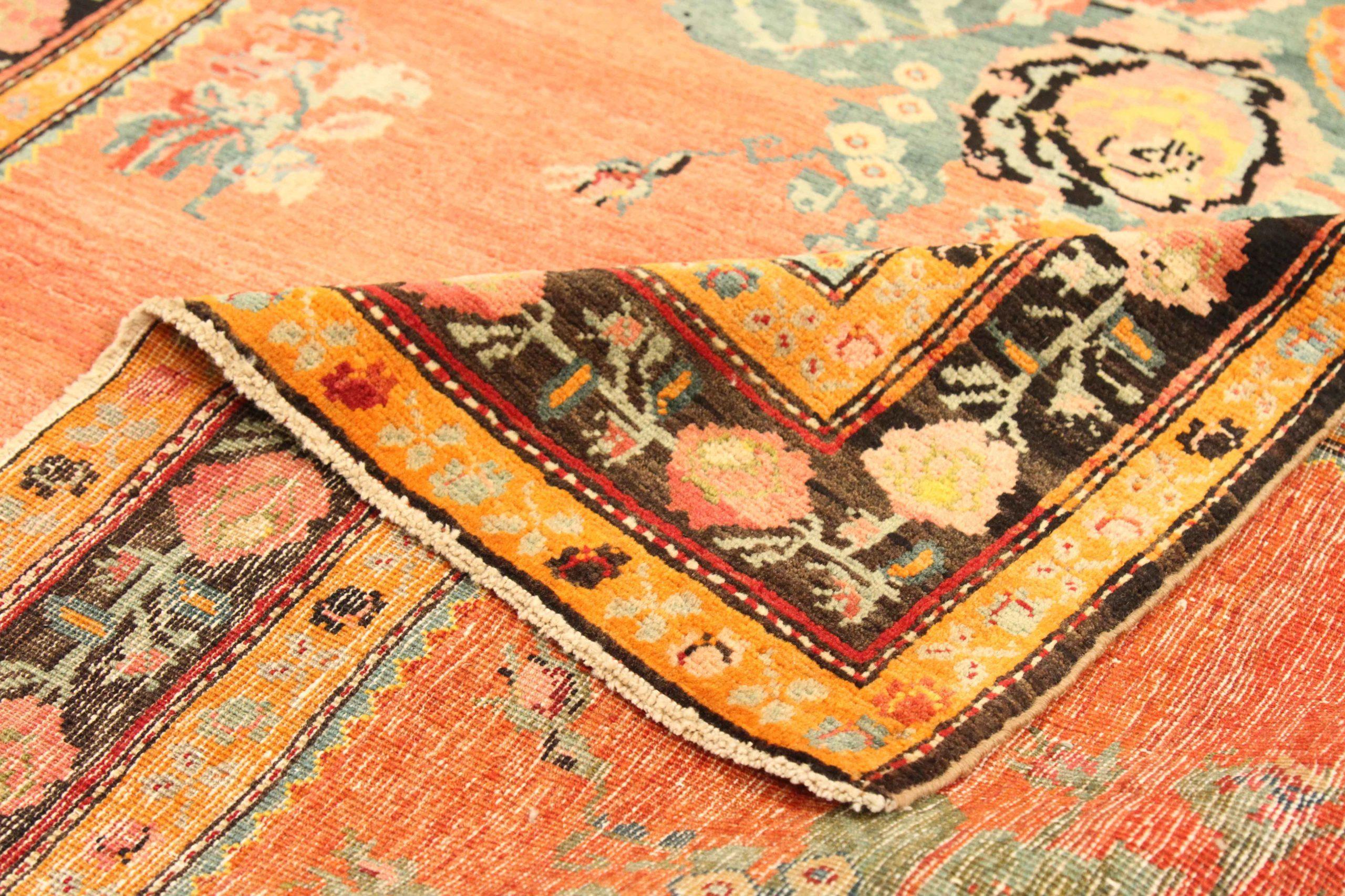 Asiatico Tappeto persiano Karabagh piccolo - Lana Verde Rosa Rosso Giallo - 75724 in vendita