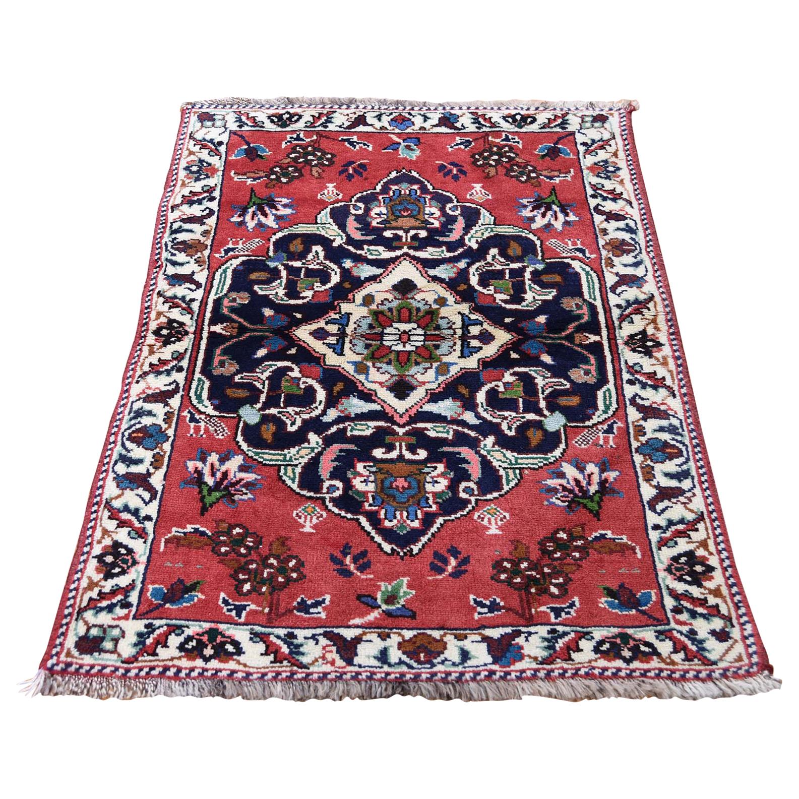 Pure Wool Hand Knotted Full Pile Persian Nahavand Oriental Rug at 1stDibs