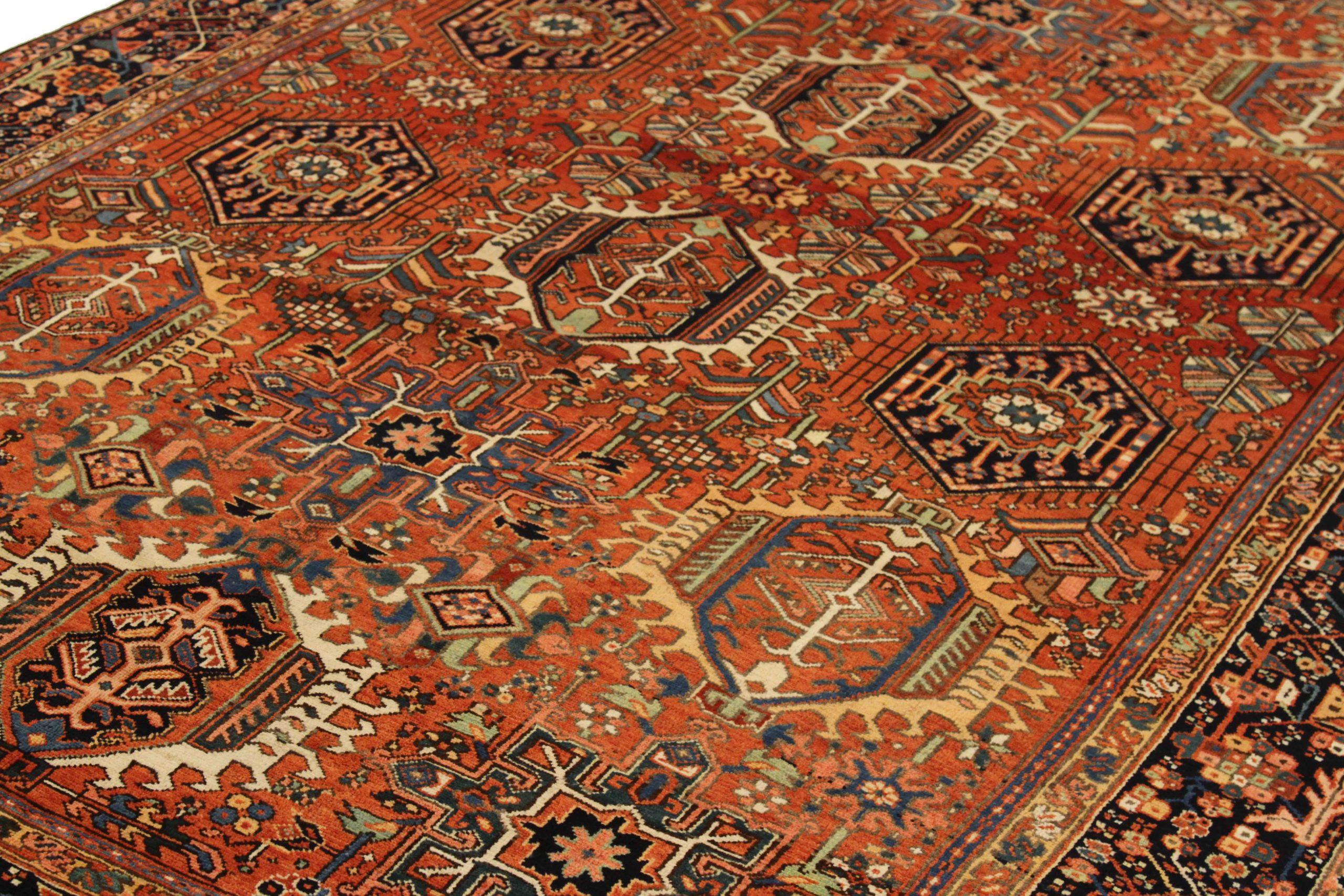 Asiatico Tappeti persiani Karajeh Circa 1910 - Lana Avorio Blu Navy Rosso 72152 in vendita
