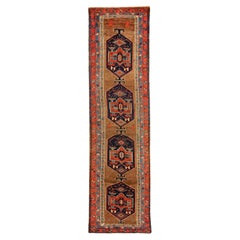 Alfombra Persa Karajeh Circa 1910 - Lana Azul Marrón Rojo 73057
