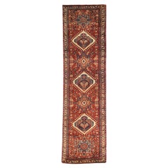 Tappeto Persiano Karajeh Runner Circa 1910 - Lana Blu Avorio Rosso 71996