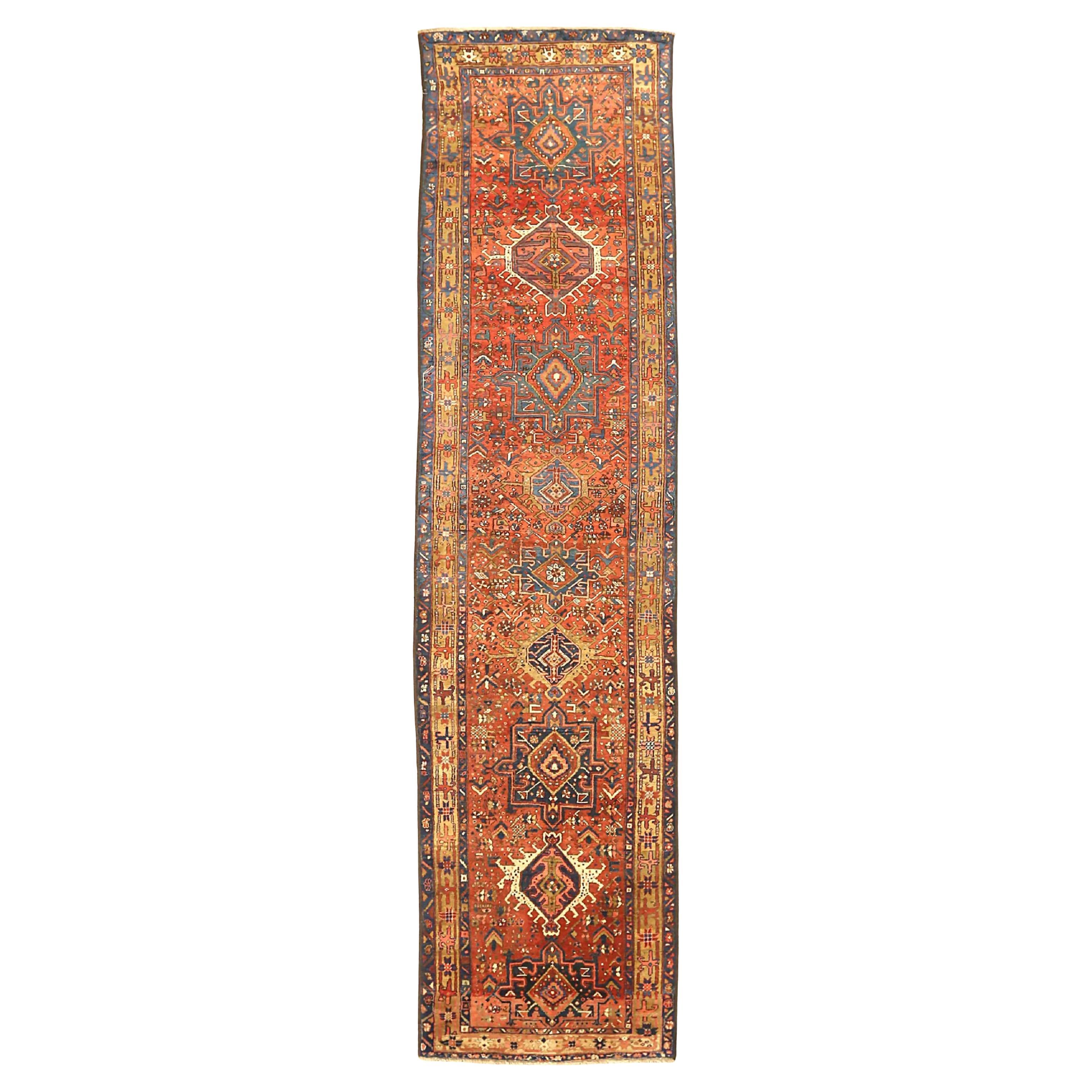 Tappeto Persiano Karajeh Runner Circa 1910 - Lana Blu Rosso Giallo 71432