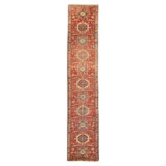 Persische Karajeh Läufer Teppich CIRCA 1910 - Wolle Braun Elfenbein Rot 72008
