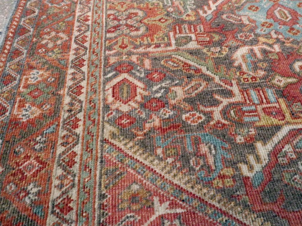 Tribal Persian Karajeh Style Early 20th Century Handmade Persian Mahal Small Accent Rug For Sale