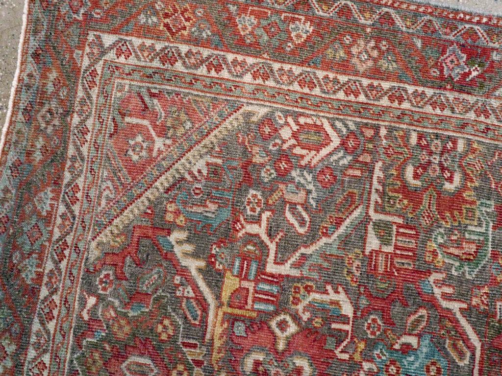 Hand-Knotted Persian Karajeh Style Early 20th Century Handmade Persian Mahal Small Accent Rug For Sale