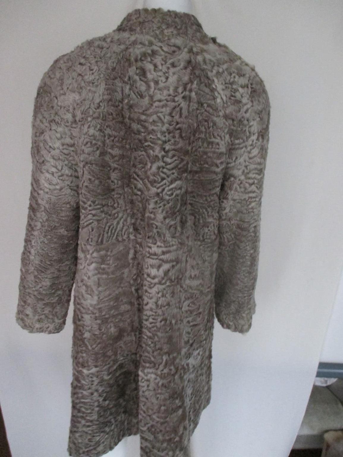 Persian Karakul Lamb Fur Reversible coat with Brown Suede  For Sale 2