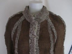 Persian Karakul Lamb Fur Reversible coat with Brown Suede